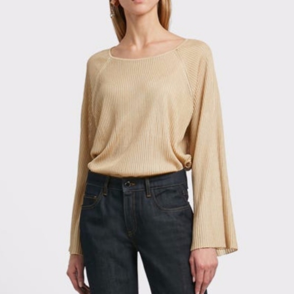 Elizabeth & James Cream Pleated Long Sleeve Top